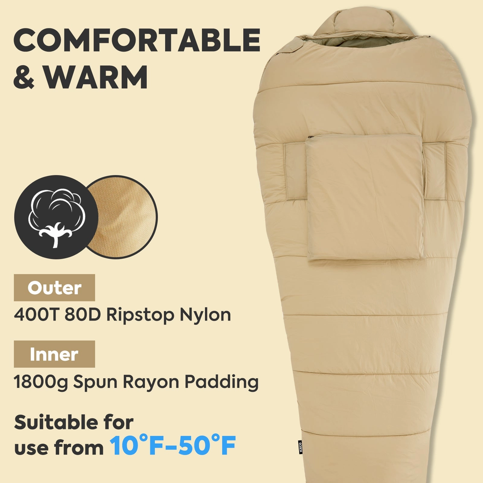 10°F Sleeping Bags for Adults Warm Camping Sleeping Bag