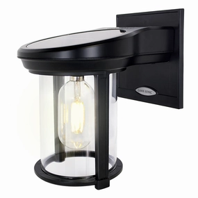 2PK Solar LED Coach Lantern, with Edison Bulb, 60 Lumens, 1W, 3.2V, 2400K CCT, Grey or Black