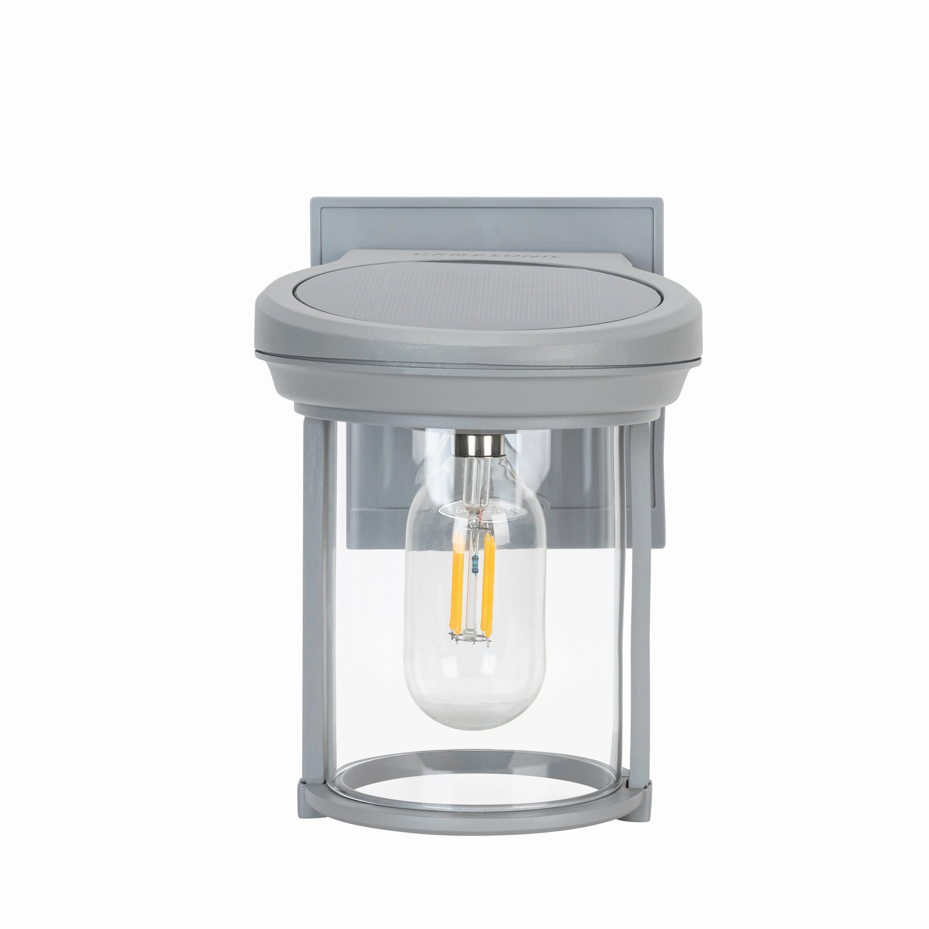 2PK Solar LED Coach Lantern, with Edison Bulb, 60 Lumens, 1W, 3.2V, 2400K CCT, Grey or Black