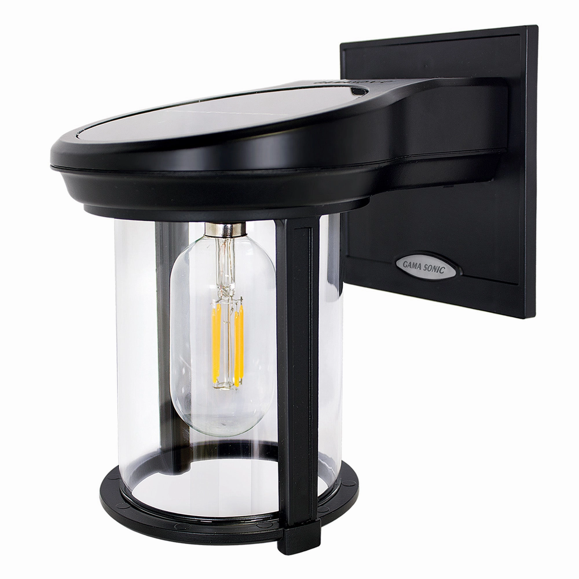 2PK Solar LED Coach Lantern, with Edison Bulb, 60 Lumens, 1W, 3.2V, 2400K CCT, Grey or Black