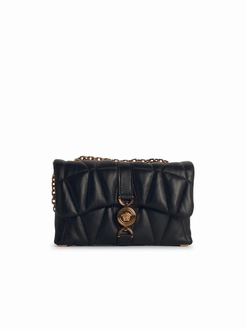 'Cleio' Small Black Leather Crossbody Bag