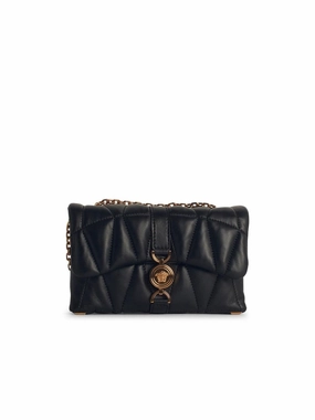 'Cleio' Small Black Leather Crossbody Bag
