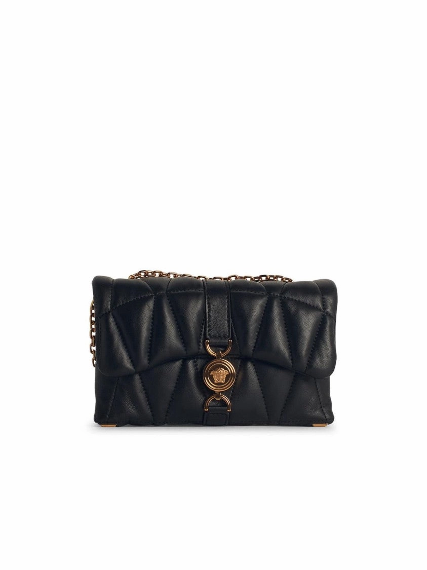 'Cleio' Small Black Leather Crossbody Bag