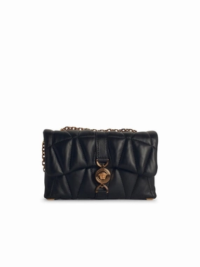 'Cleio' Small Black Leather Crossbody Bag