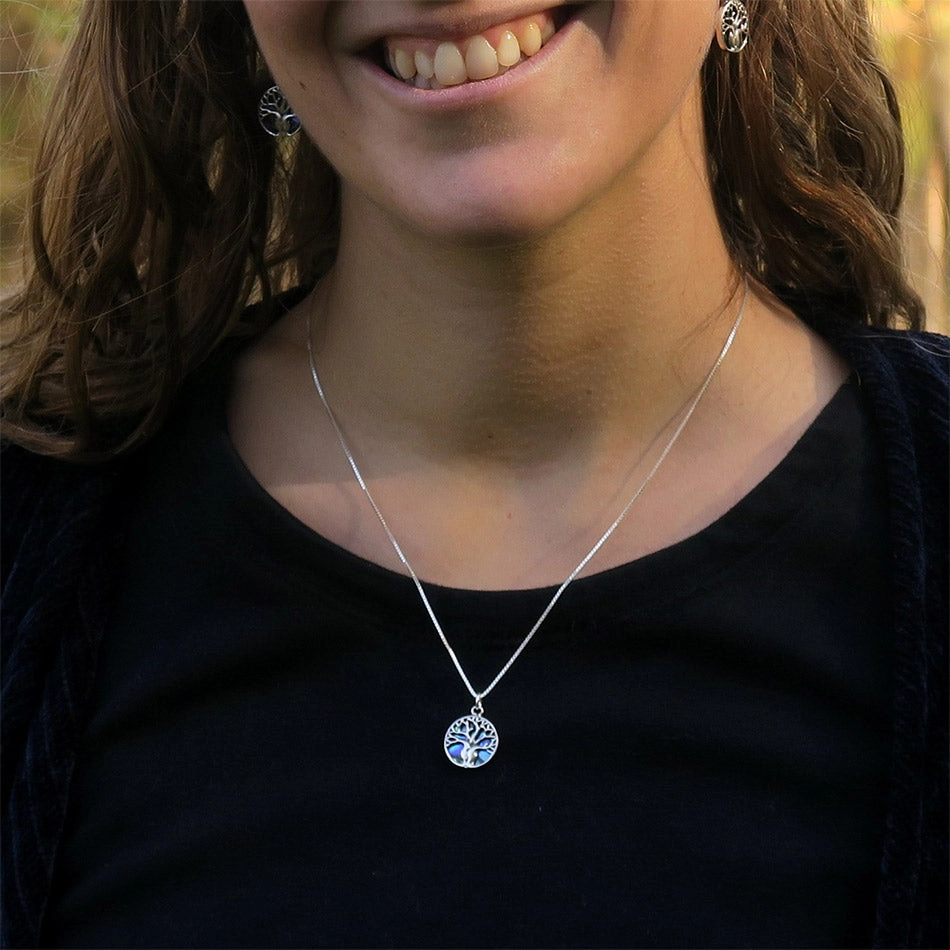 Abalone Tree of Life Necklace - Sterling Silver, Indonesia
