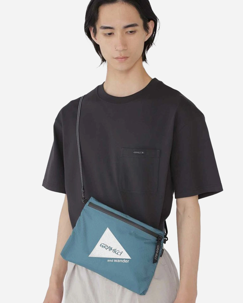 and wander x Gramicci Nylon Sacoche Blue Green