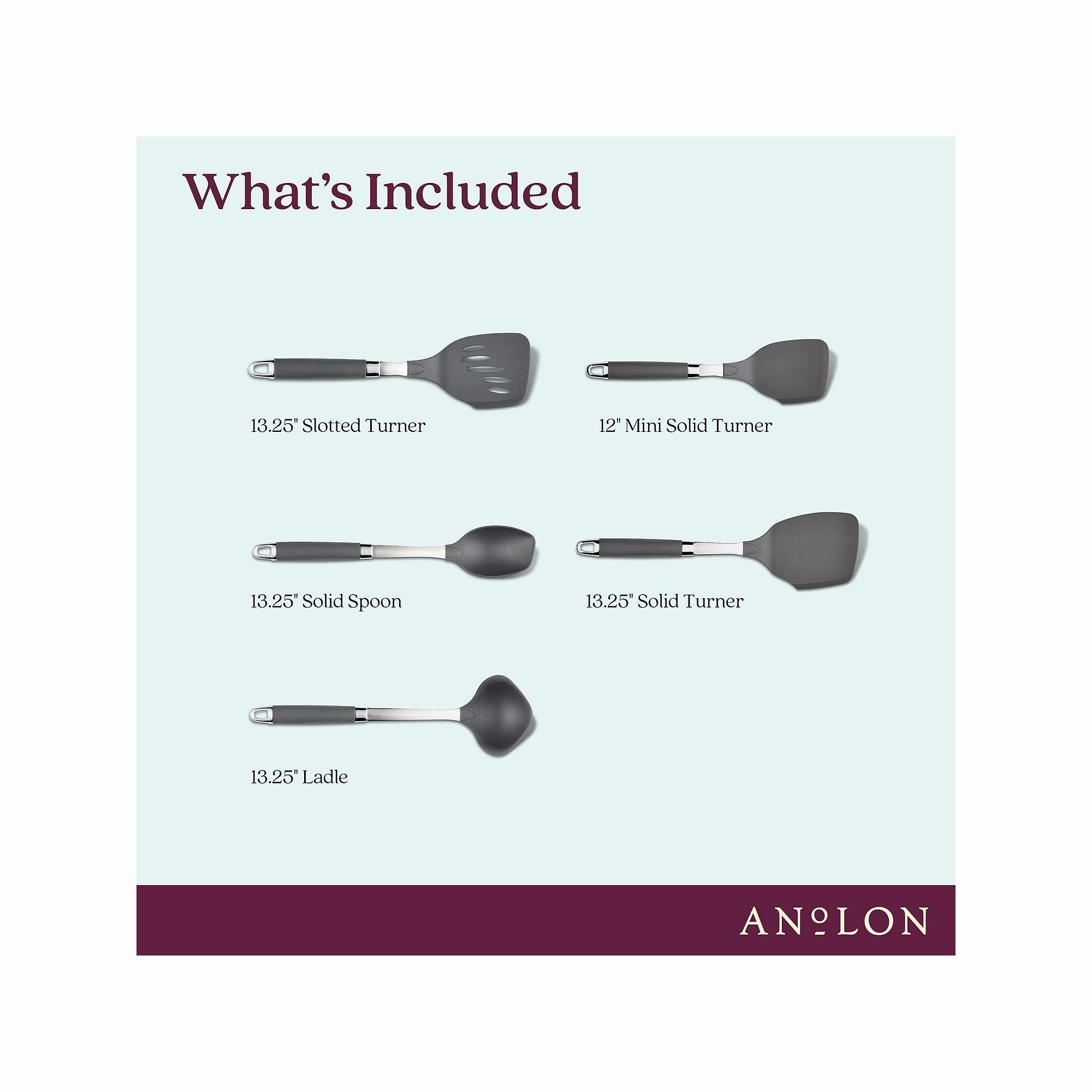 Anolon Suregrip 5-Pc. Kitchen Utensil Set - GRAY ONE SIZE