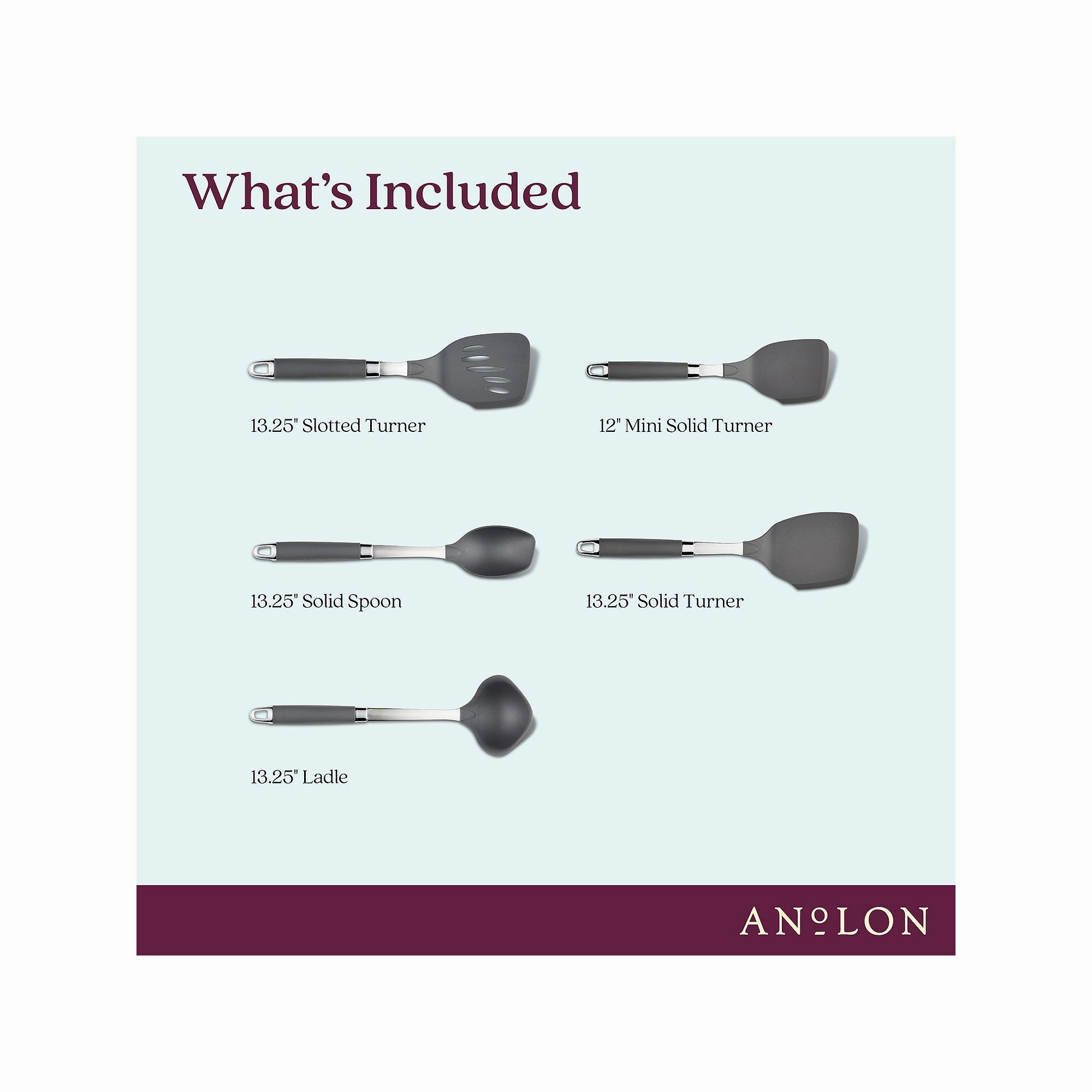 Anolon Suregrip 5-Pc. Kitchen Utensil Set - GRAY ONE SIZE