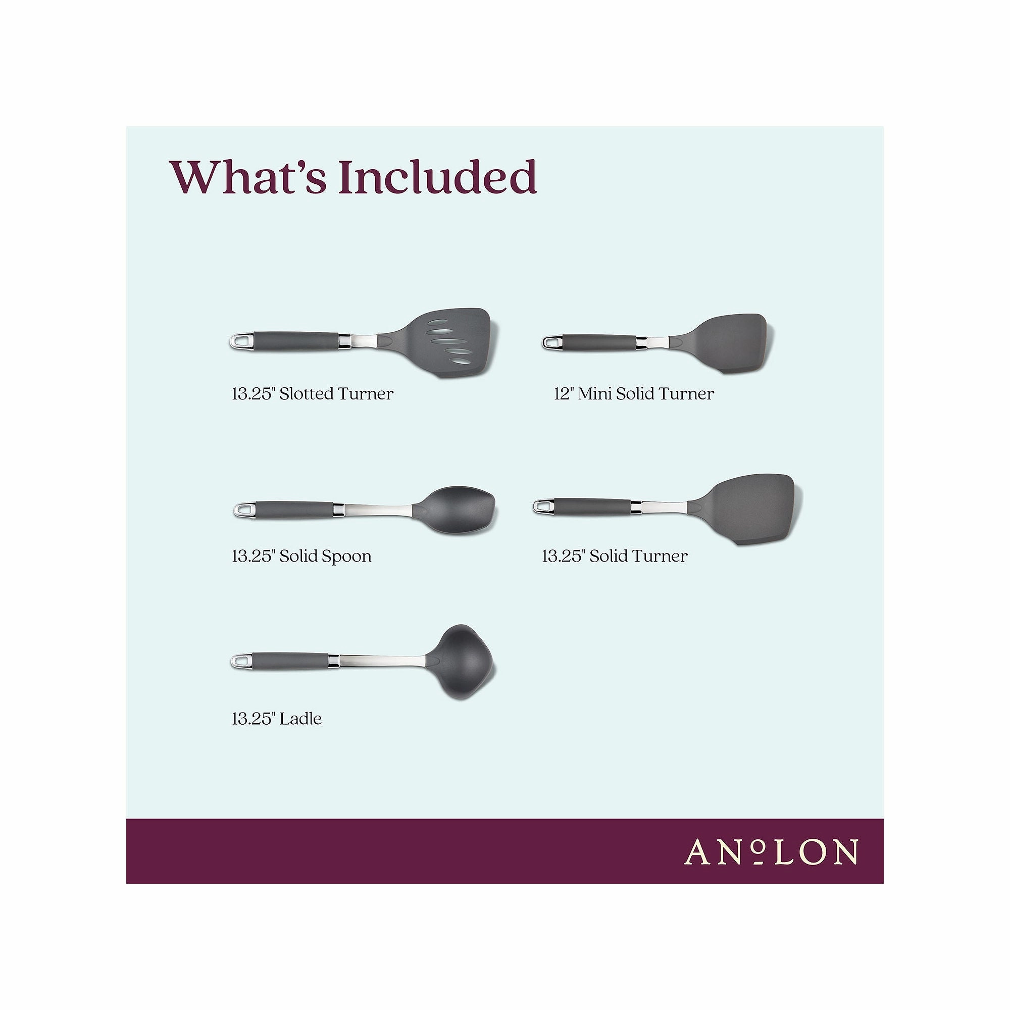 Anolon Suregrip 5-Pc. Kitchen Utensil Set - GRAY ONE SIZE
