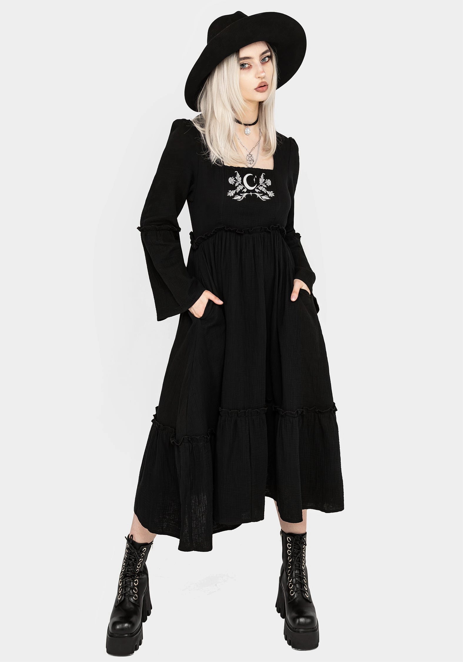 Aradia Embroidered Midi Dress