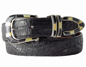 B G Mudd 513 w/ Onyx & Yellow MOP Buckle Set 1.25
