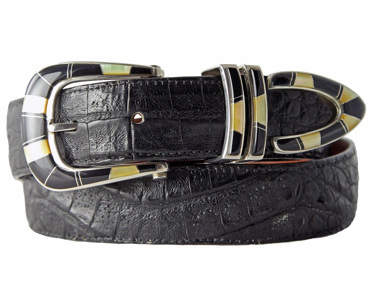 B G Mudd 513 w/ Onyx & Yellow MOP Buckle Set 1.25