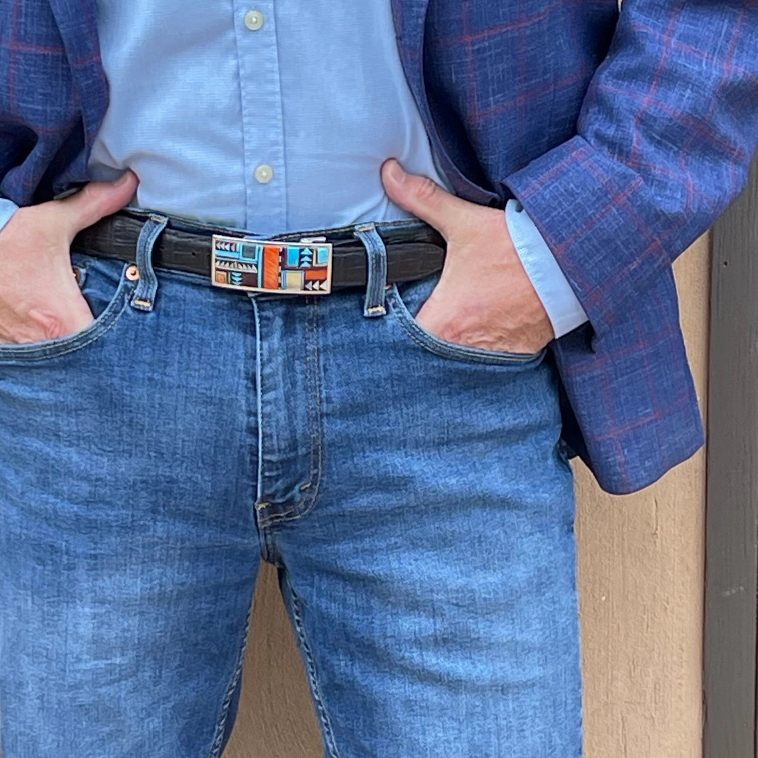 B G Mudd Guild Multi-Stone Inlay One Piece Buckle 1.0