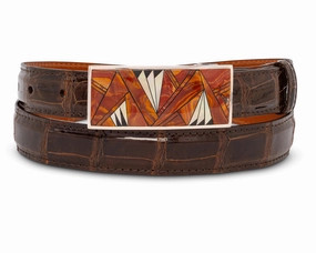 B G Mudd LL Mahogany Jasper, White MOP & Onyx One Piece Buckle 1.0