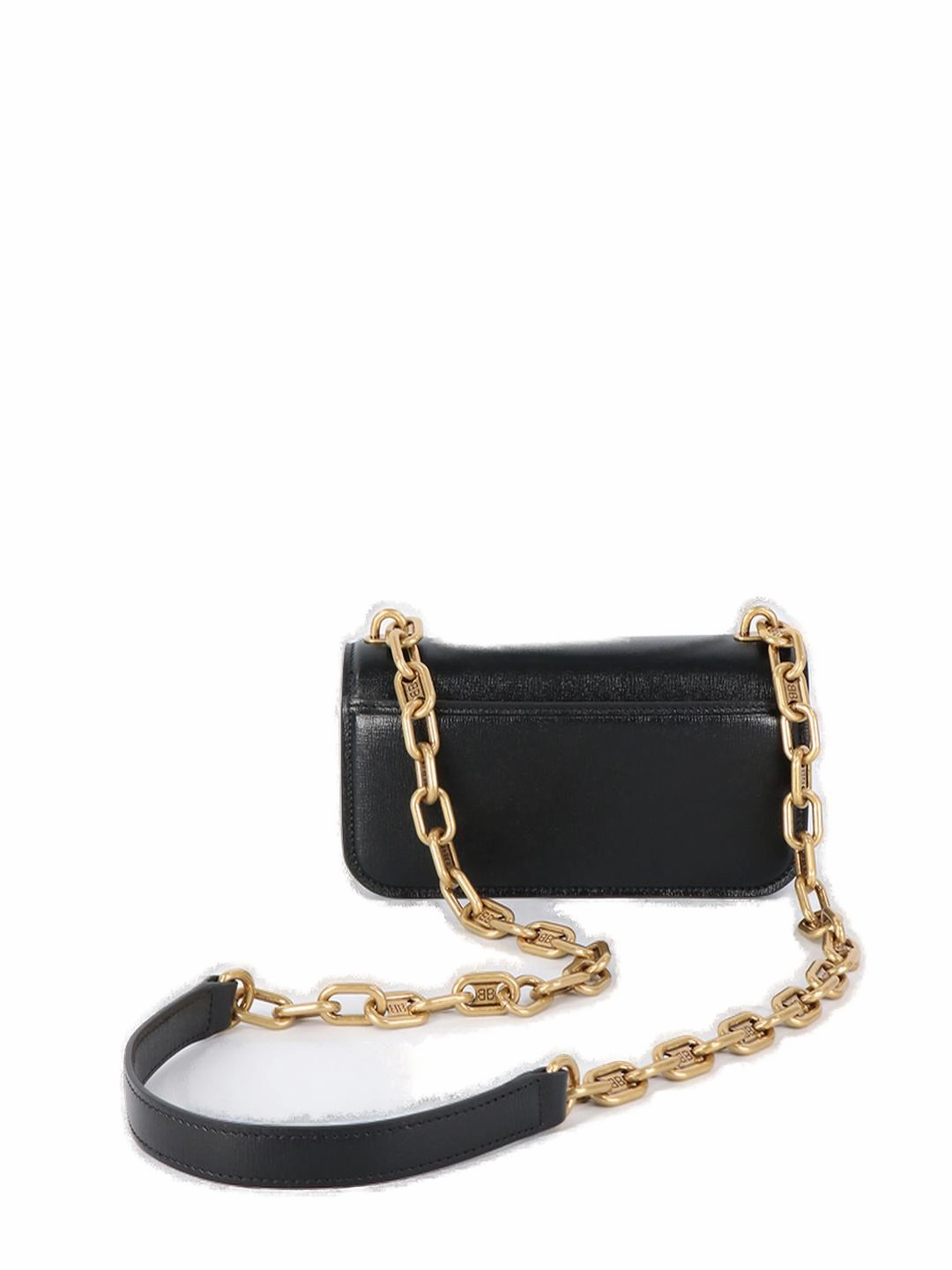 Balenciaga Logo Plaque Textured Chained Crossbody Bag