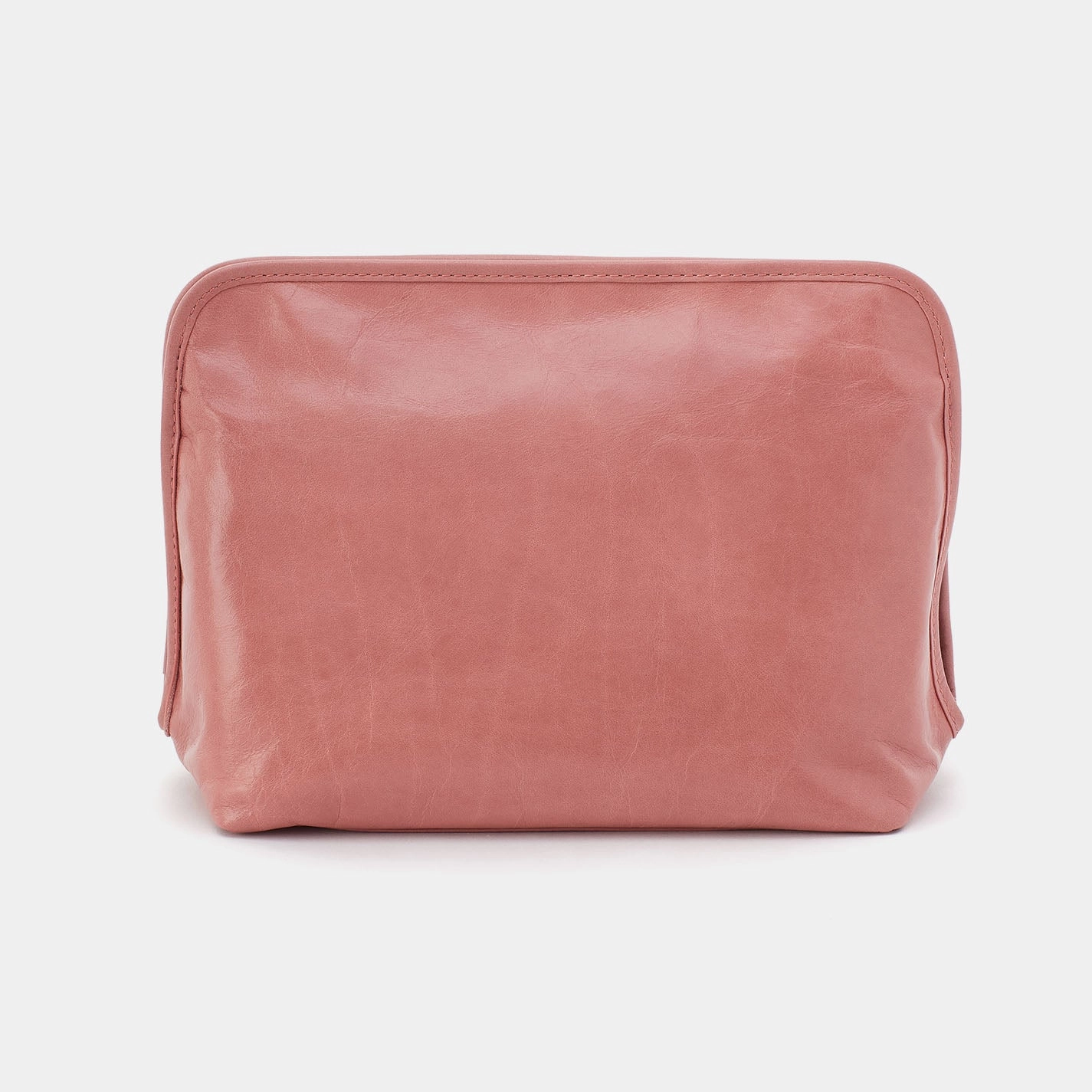 Beauty Large Cosmetic Pouch In Polished Leather - Rose