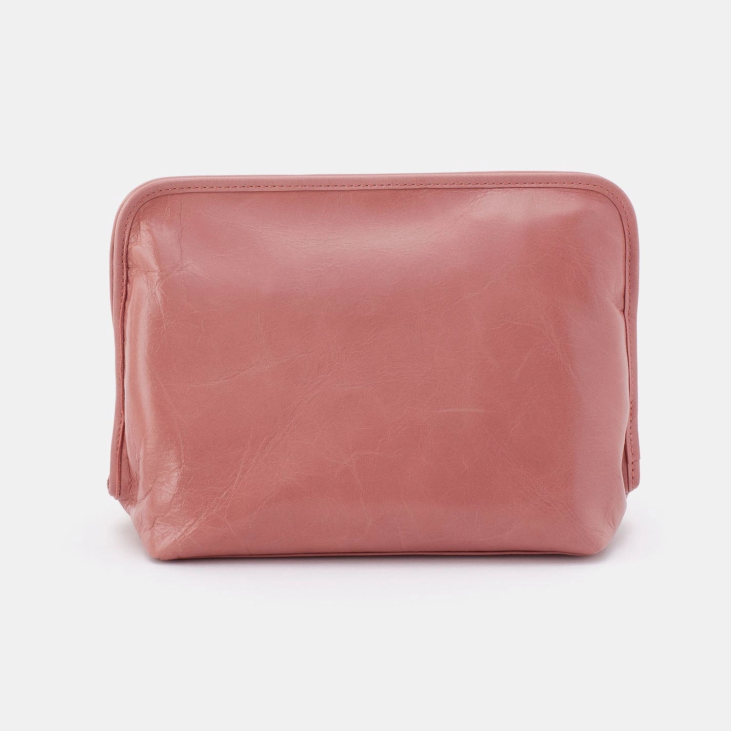 Beauty Large Cosmetic Pouch In Polished Leather - Rose