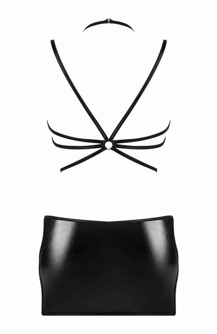 Black wet look dress lingerie - Untamed Seduction