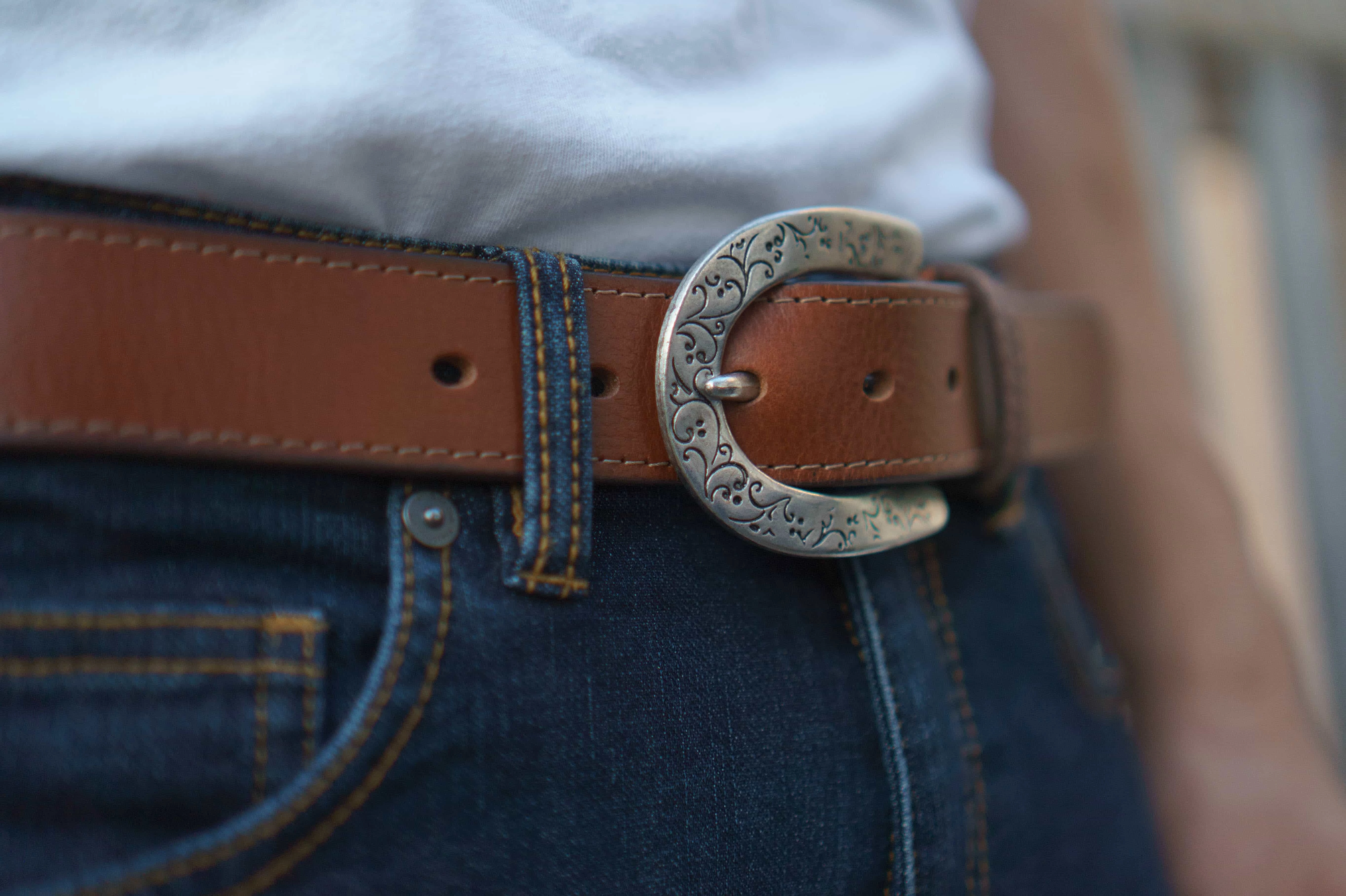 Brown Western Style 100% Real Leather Belt Made in Canada