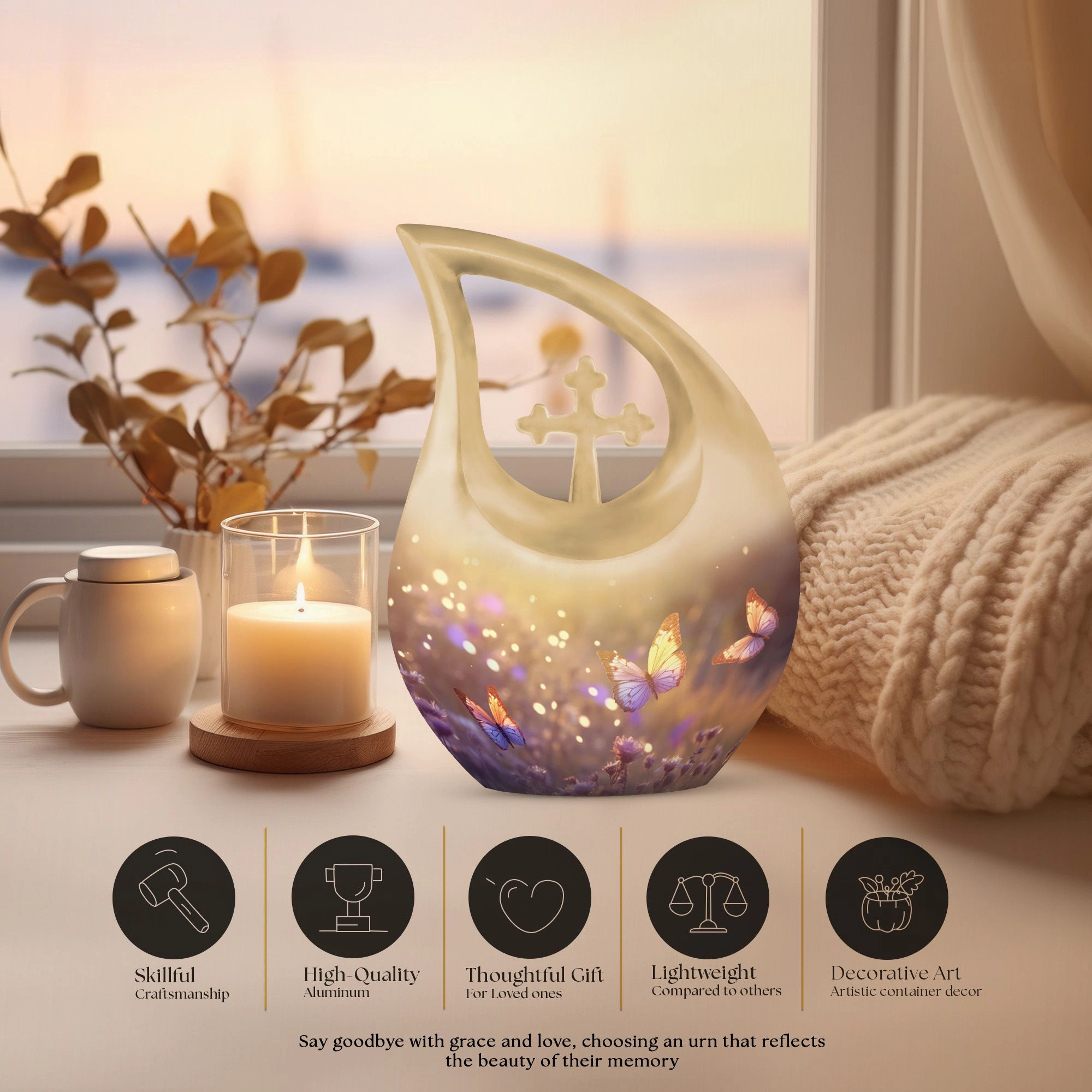 Butterfly Memorial Charm Reflective Funeral Urn mini