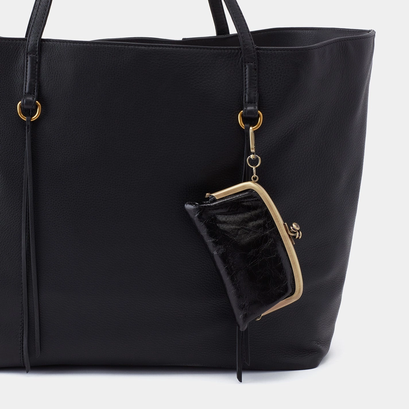 Cheer Frame Pouch In Polished Leather - Black