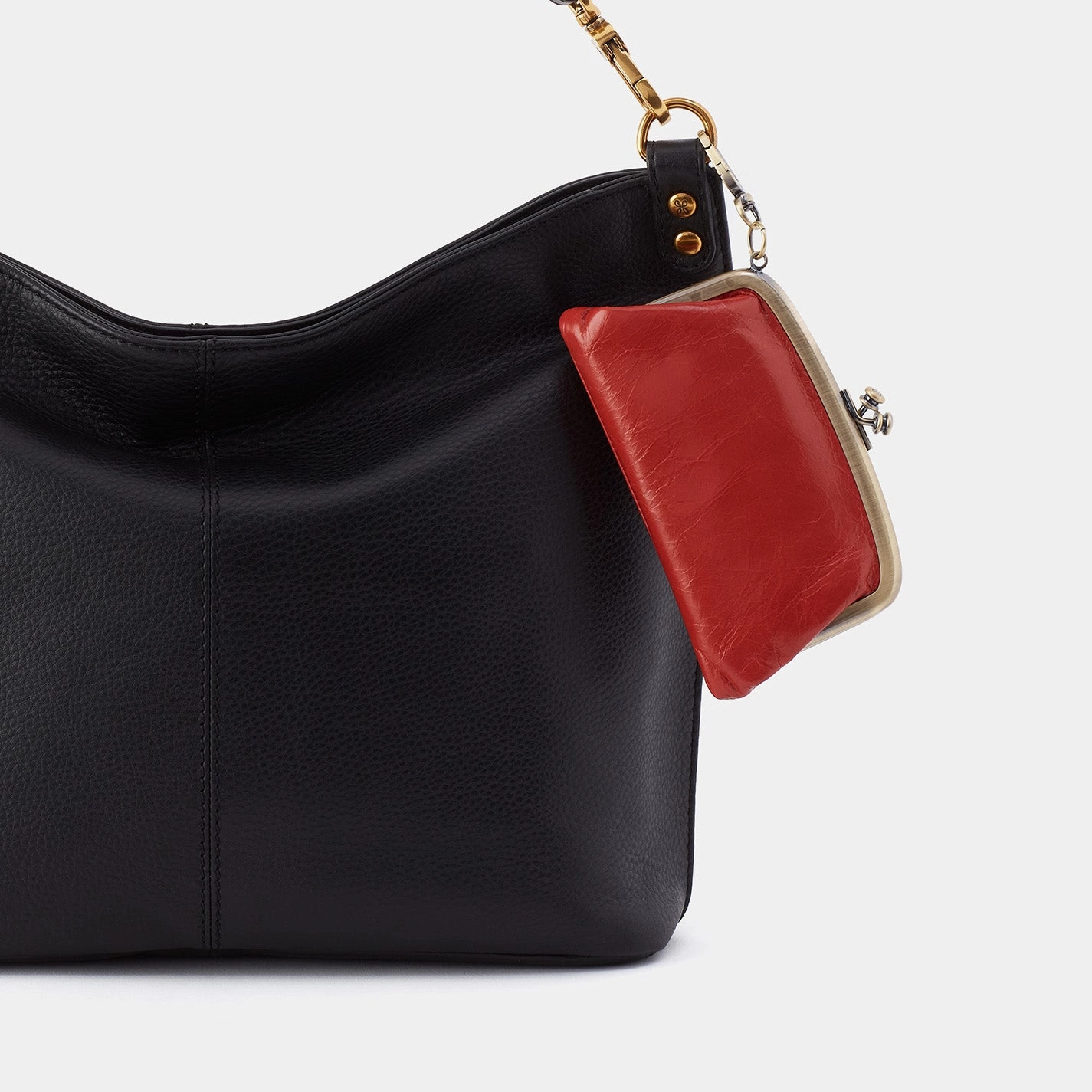 Cheer Frame Pouch In Polished Leather - Brick