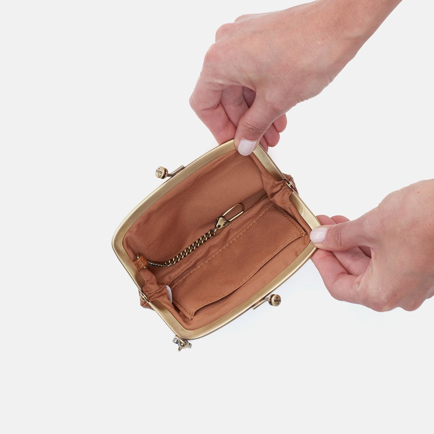 Cheer Frame Pouch in Polished Leather - Truffle