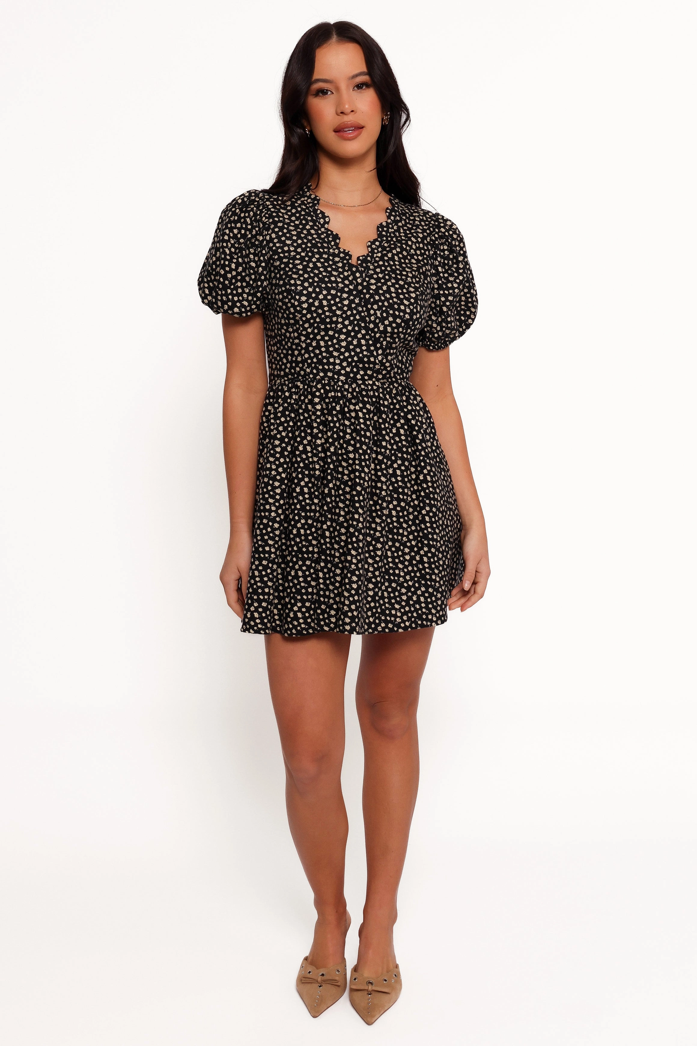 Chelsey Mini Dress - Black/Cream Floral