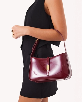 CLARA SHOULDER BAG - CHERRY RED PATENT