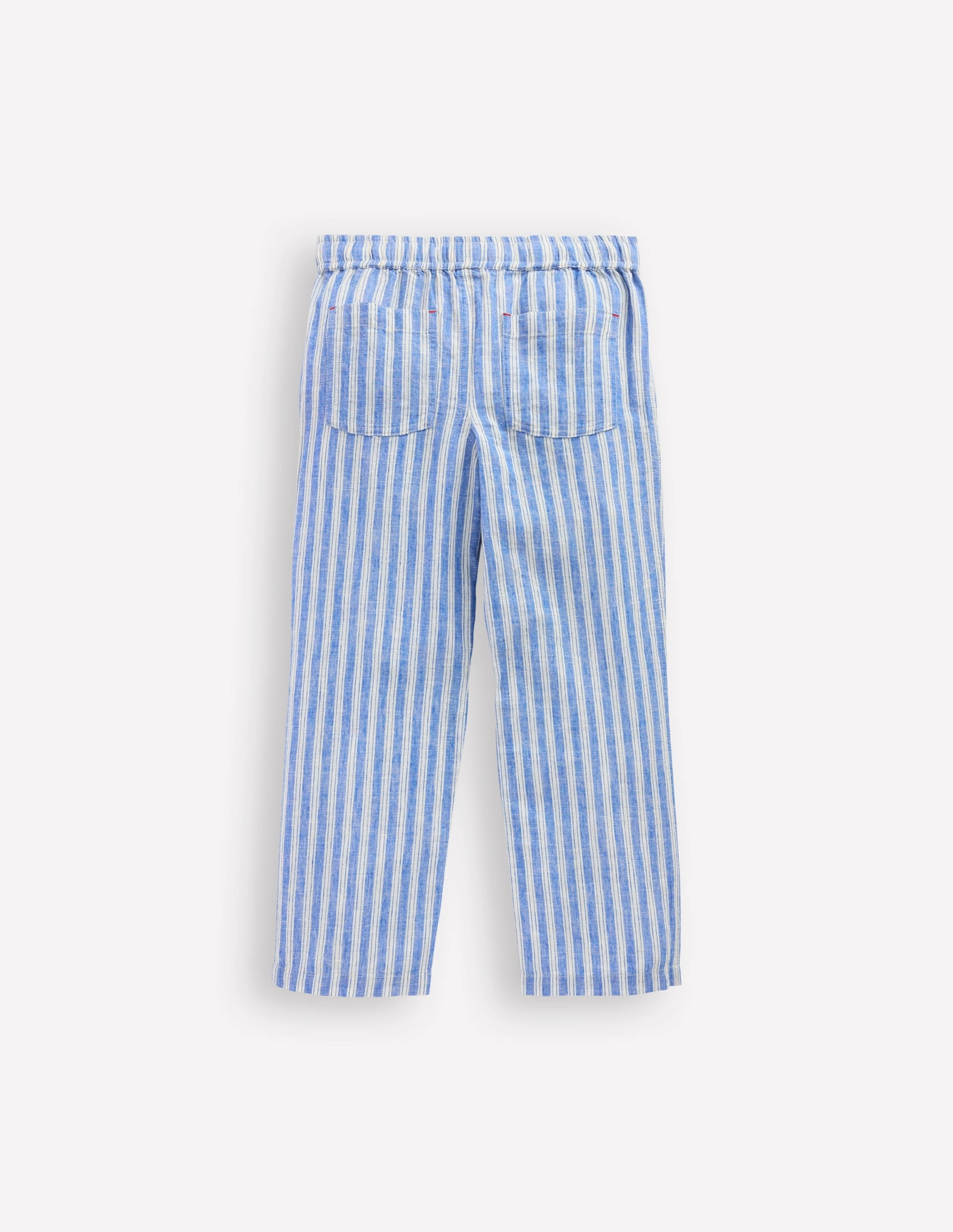 Cotton Linen Pull-on Trouser-Blue Ticking