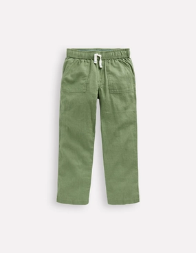 Cotton Linen Pull-on Trouser-Newt Green