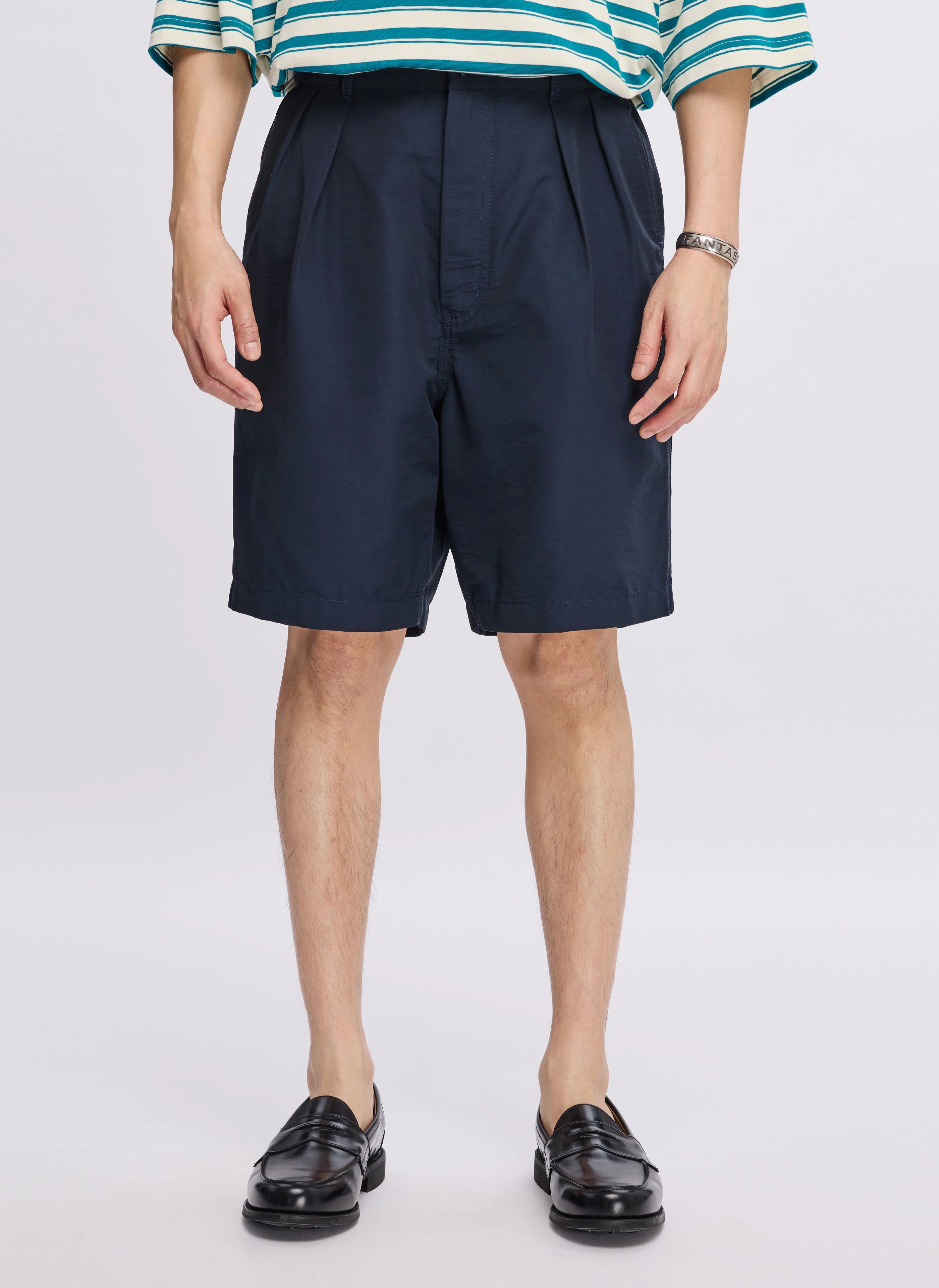 Cotton Nylon Pleated Shorts