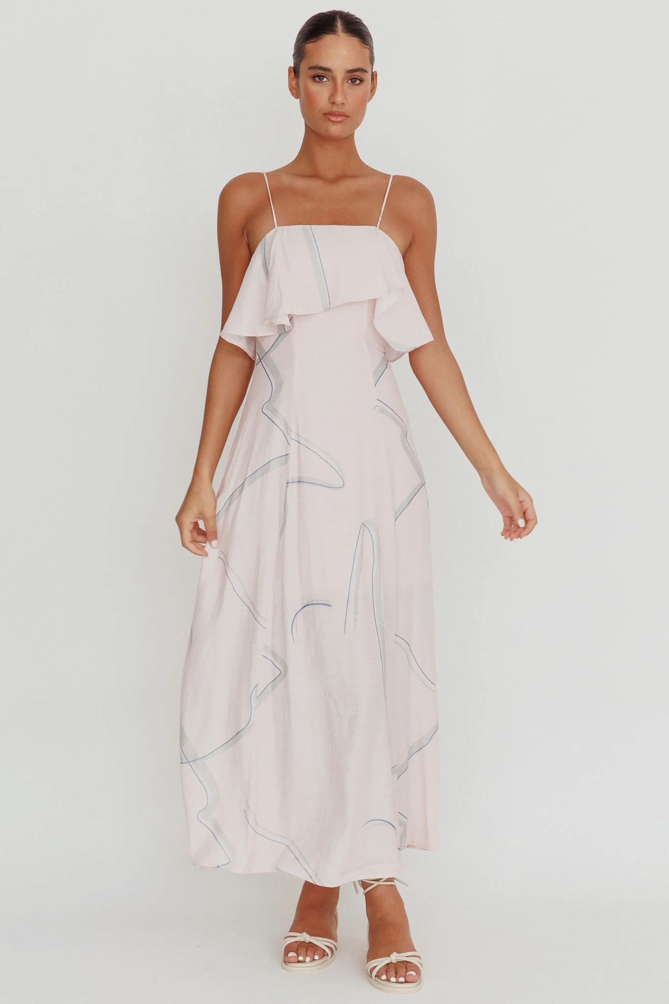 Cressida Line Ruffle Maxi Dress Pink