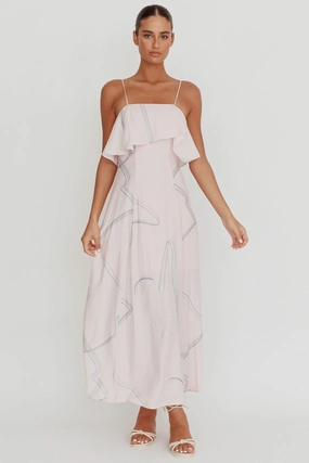 Cressida Line Ruffle Maxi Dress Pink