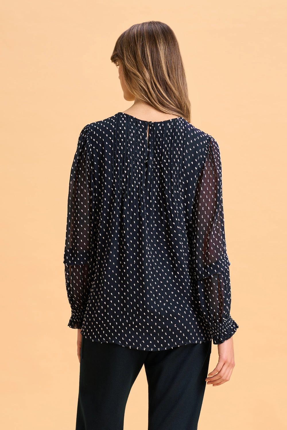 Crinkle Spot Blouse - White Spot Ink