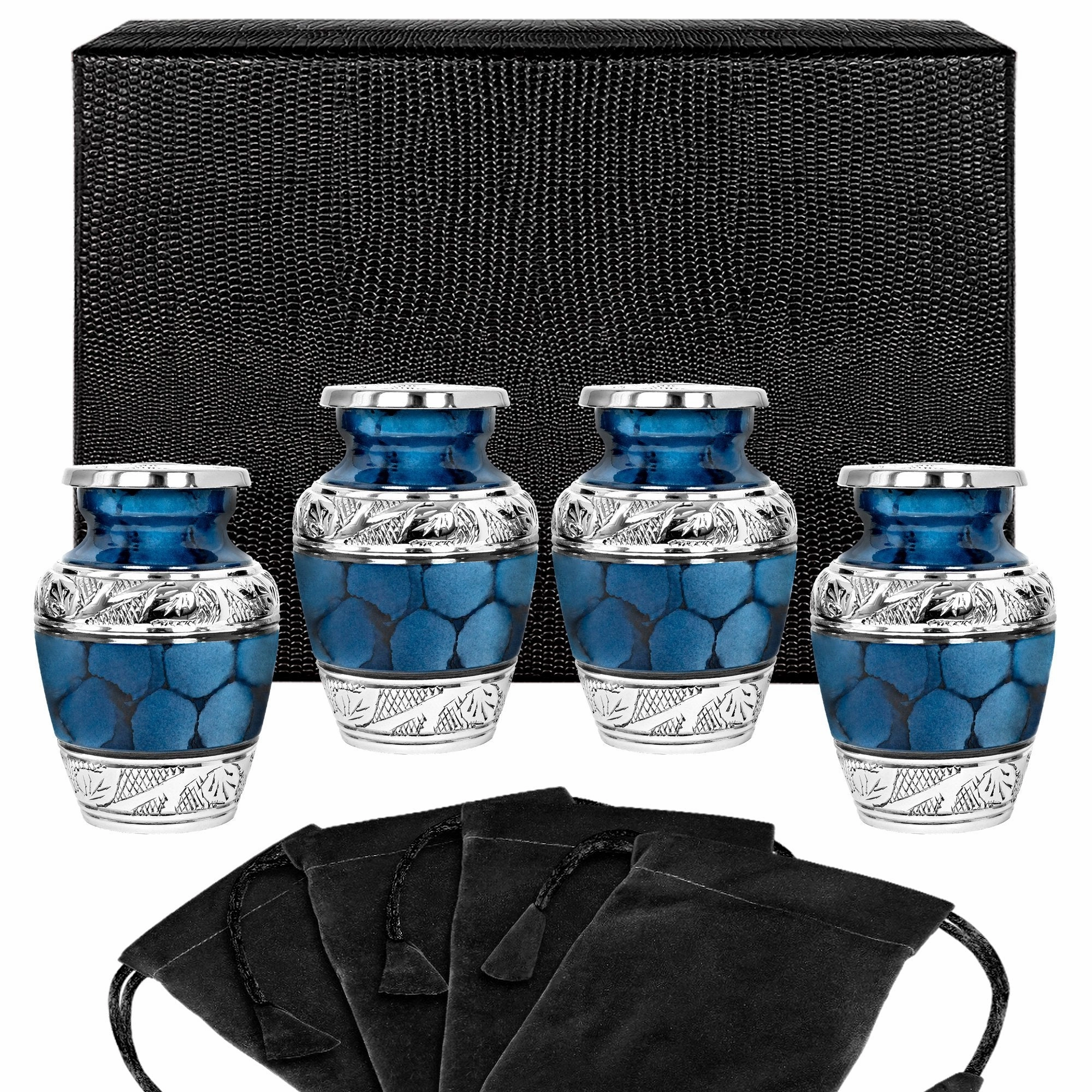 Dark Blue Keepsake Urn for Human Ashes - Set of 4