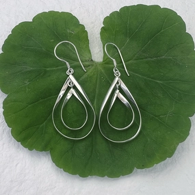 Double Teardrop Earrings- Sterling Silver, Indonesia