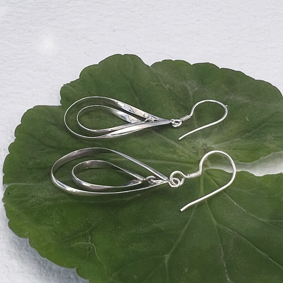 Double Teardrop Earrings- Sterling Silver, Indonesia