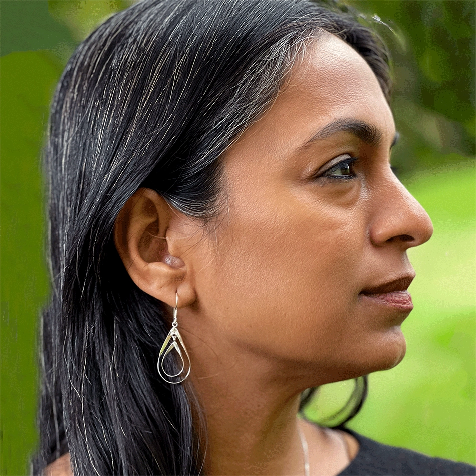 Double Teardrop Earrings- Sterling Silver, Indonesia