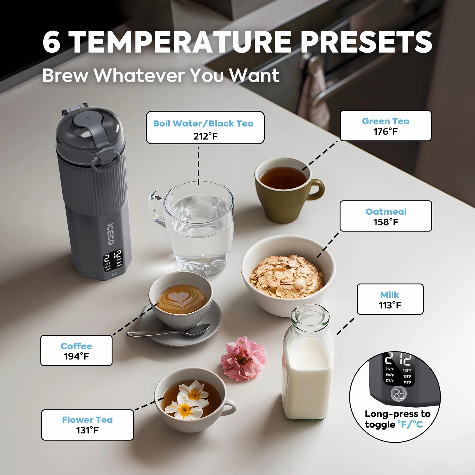 Dual Voltage (110V-240V) Portable Electric Kettle | ICECO
