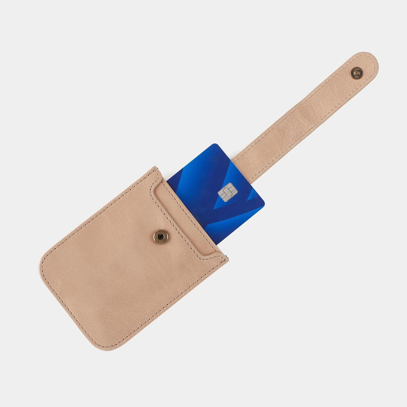 Dunn Card Case In Polished Leather - Sand