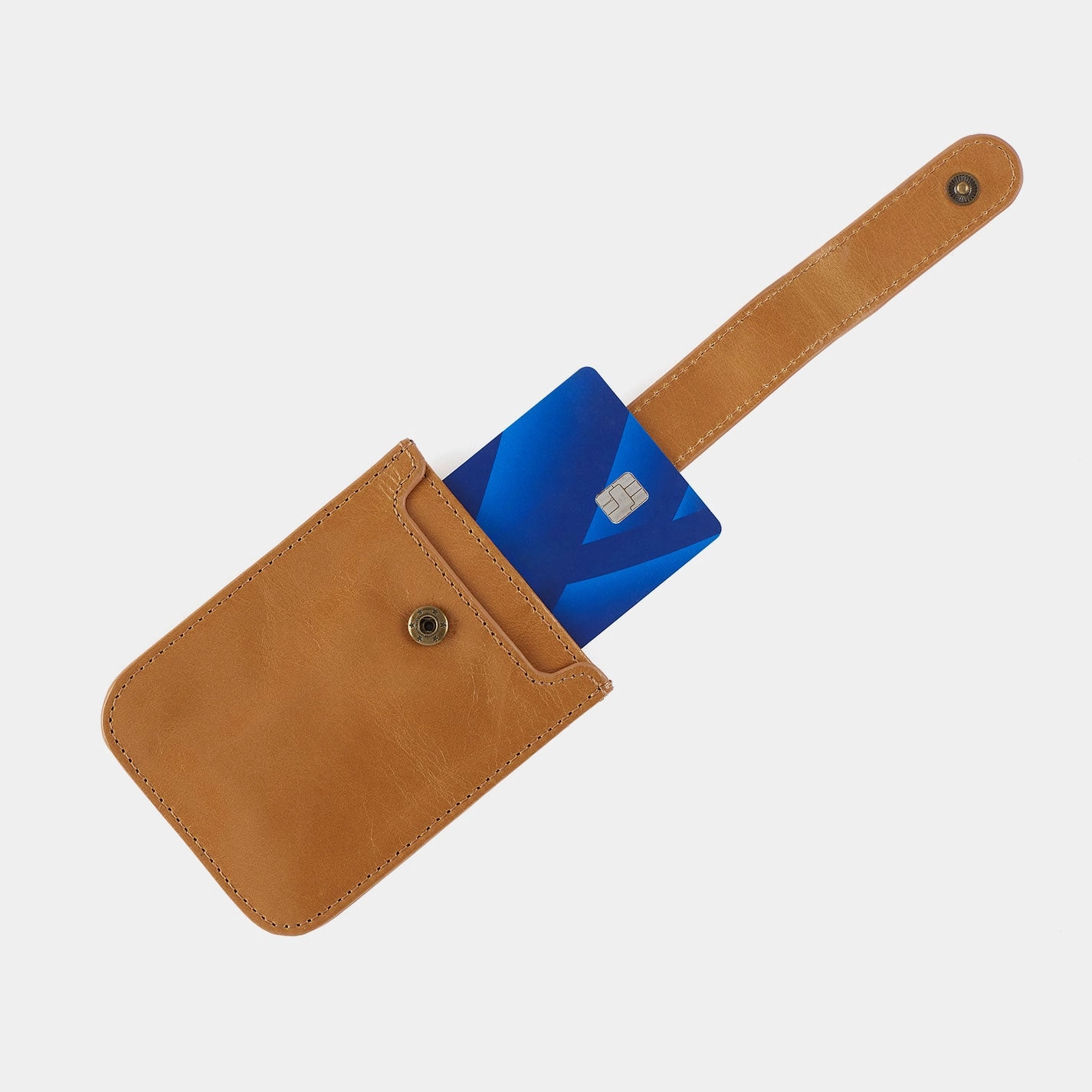 Dunn Card Case In Polished Leather - Sky Blue