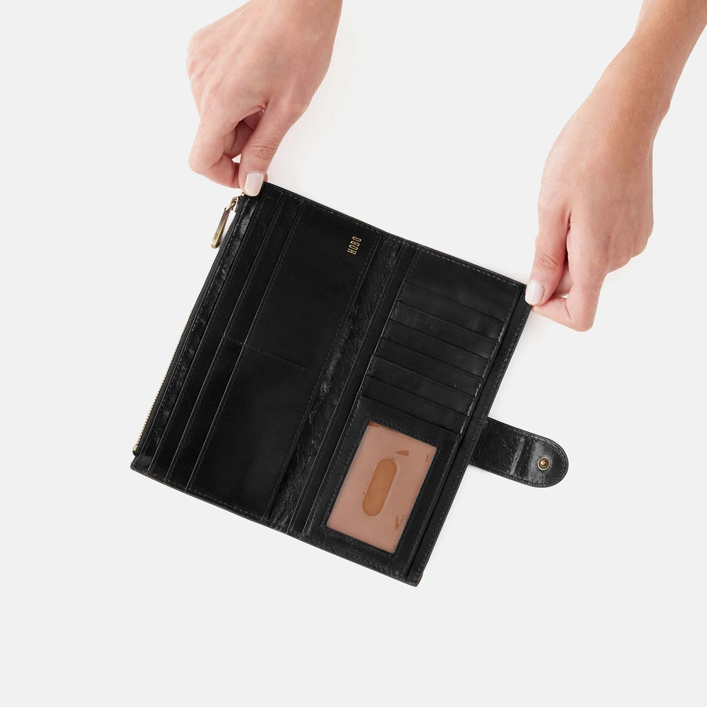 Dunn Continental Wallet In Polished Leather - Black
