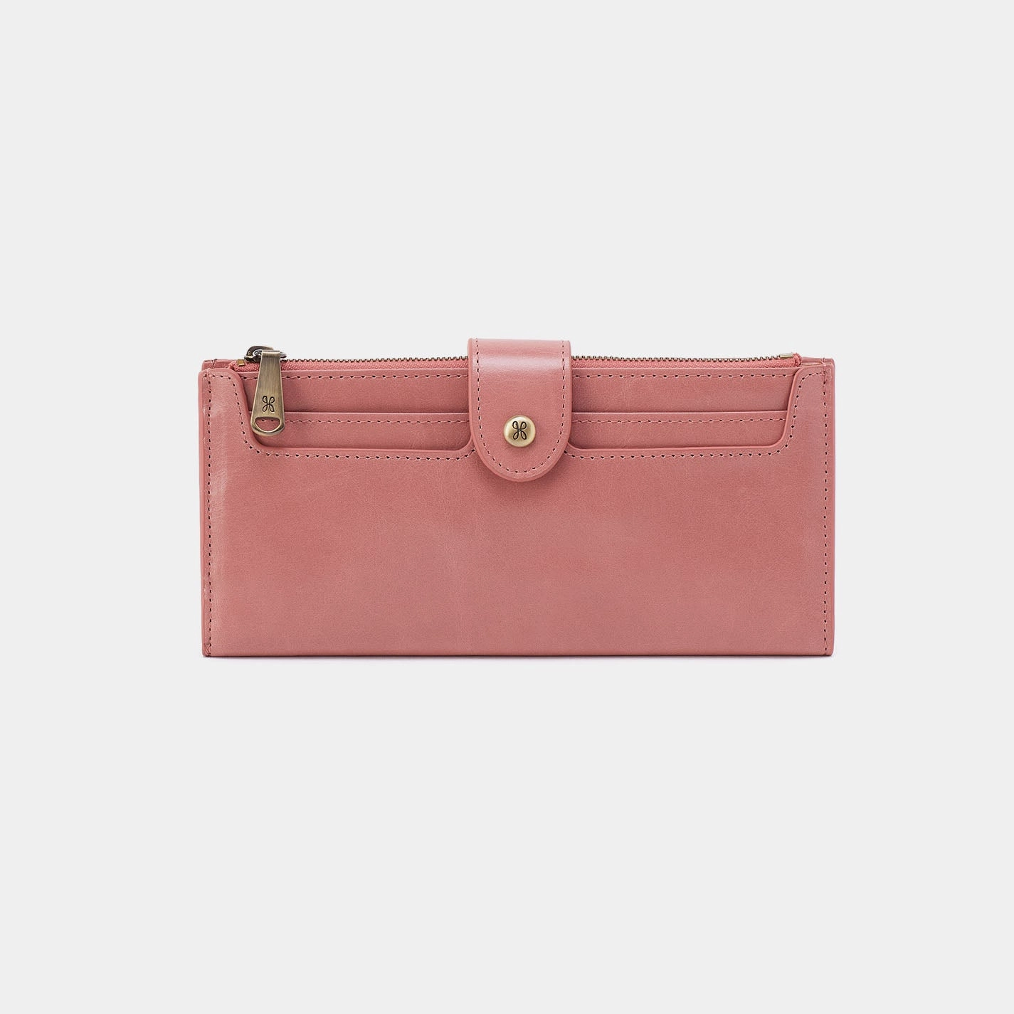 Dunn Continental Wallet In Polished Leather - Rose