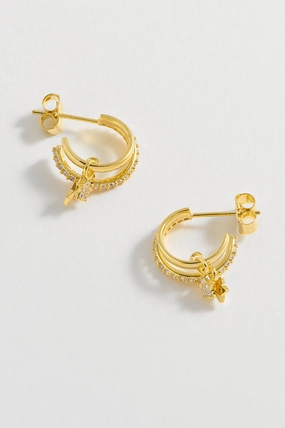 Duo Pave Star Hoops