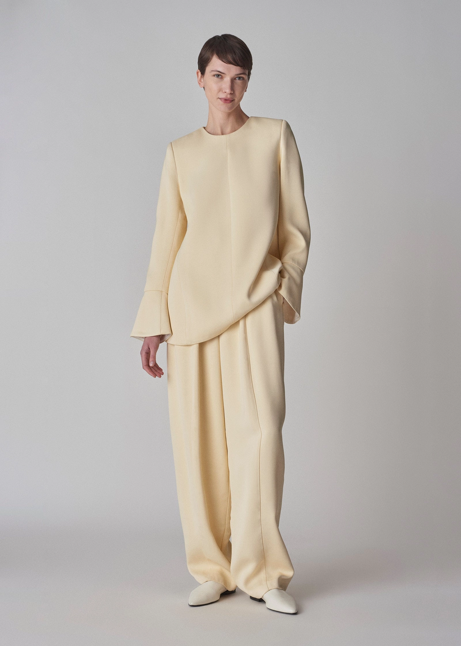 Egg Pant in Satin Crepe - Butter