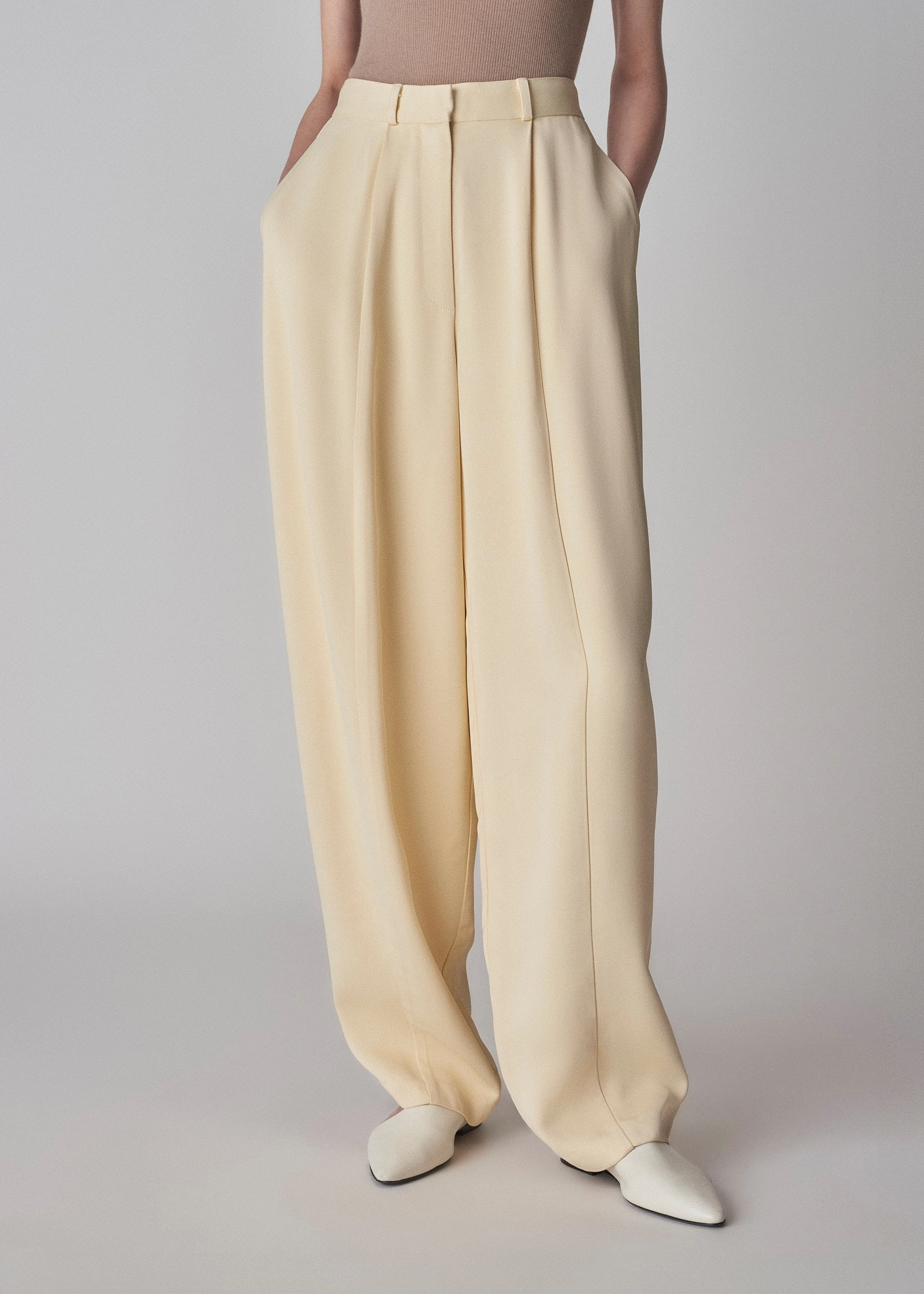 Egg Pant in Satin Crepe - Butter