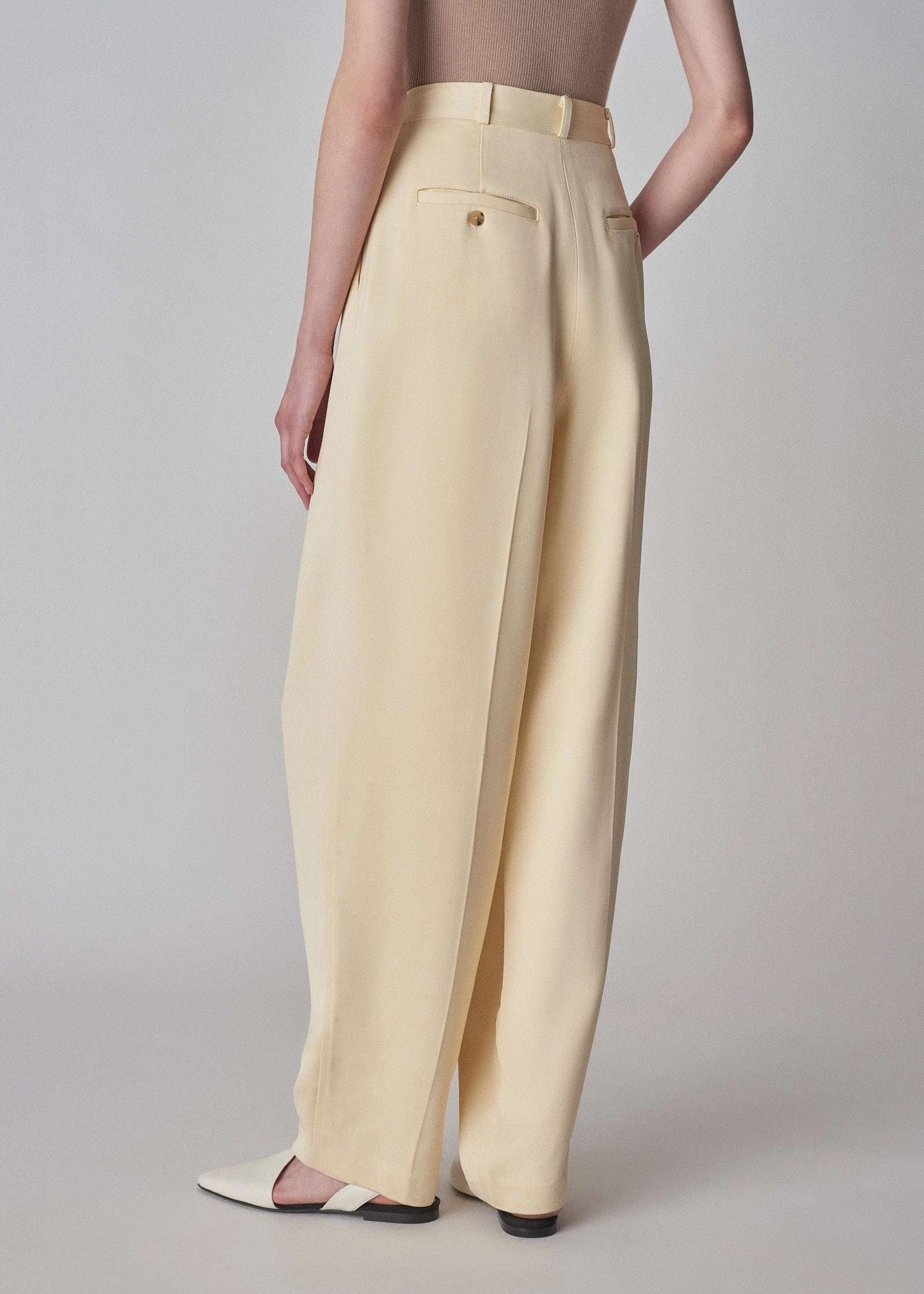 Egg Pant in Satin Crepe - Butter