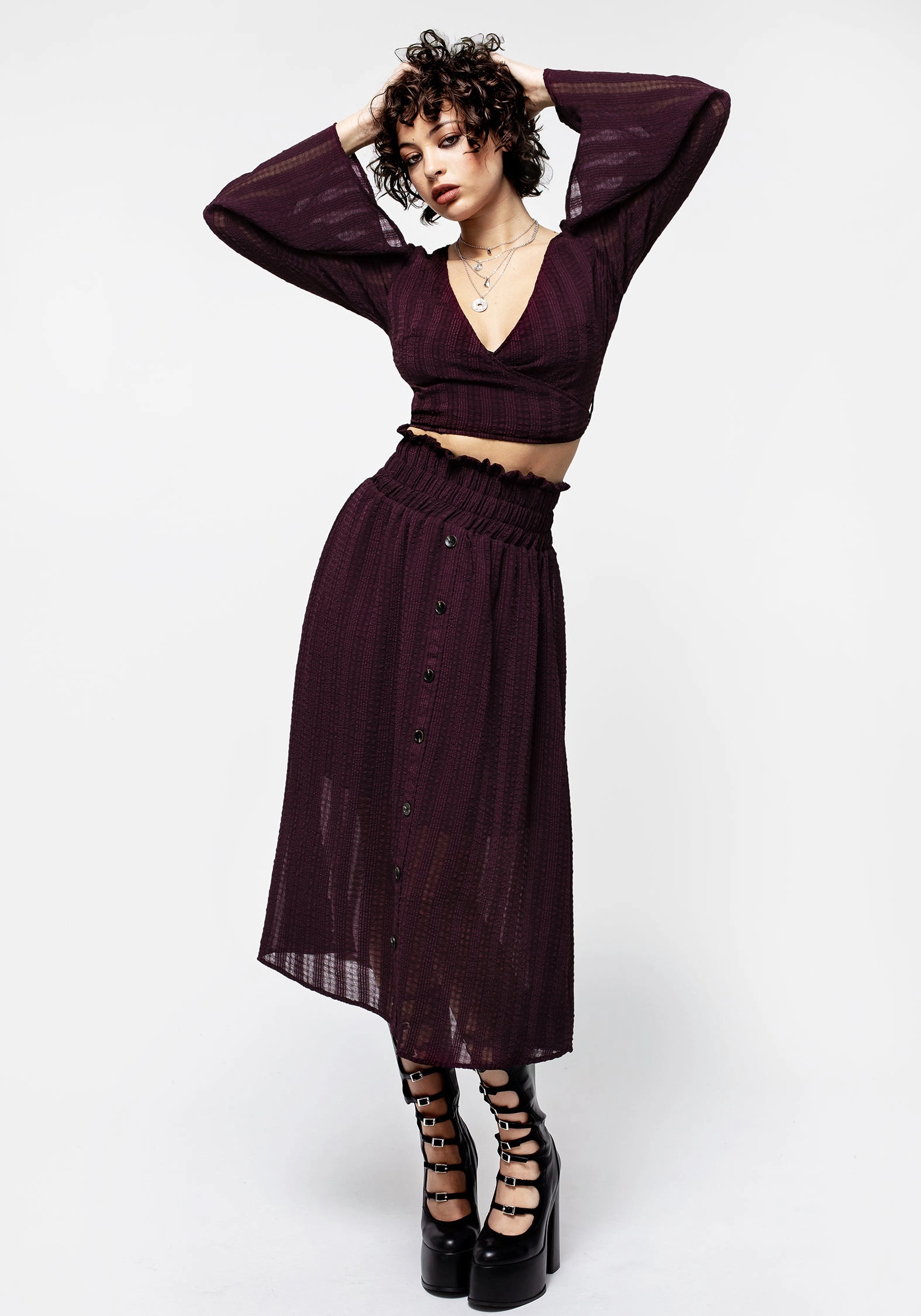 Enola Bell Sleeve Co-ord Wrap Top