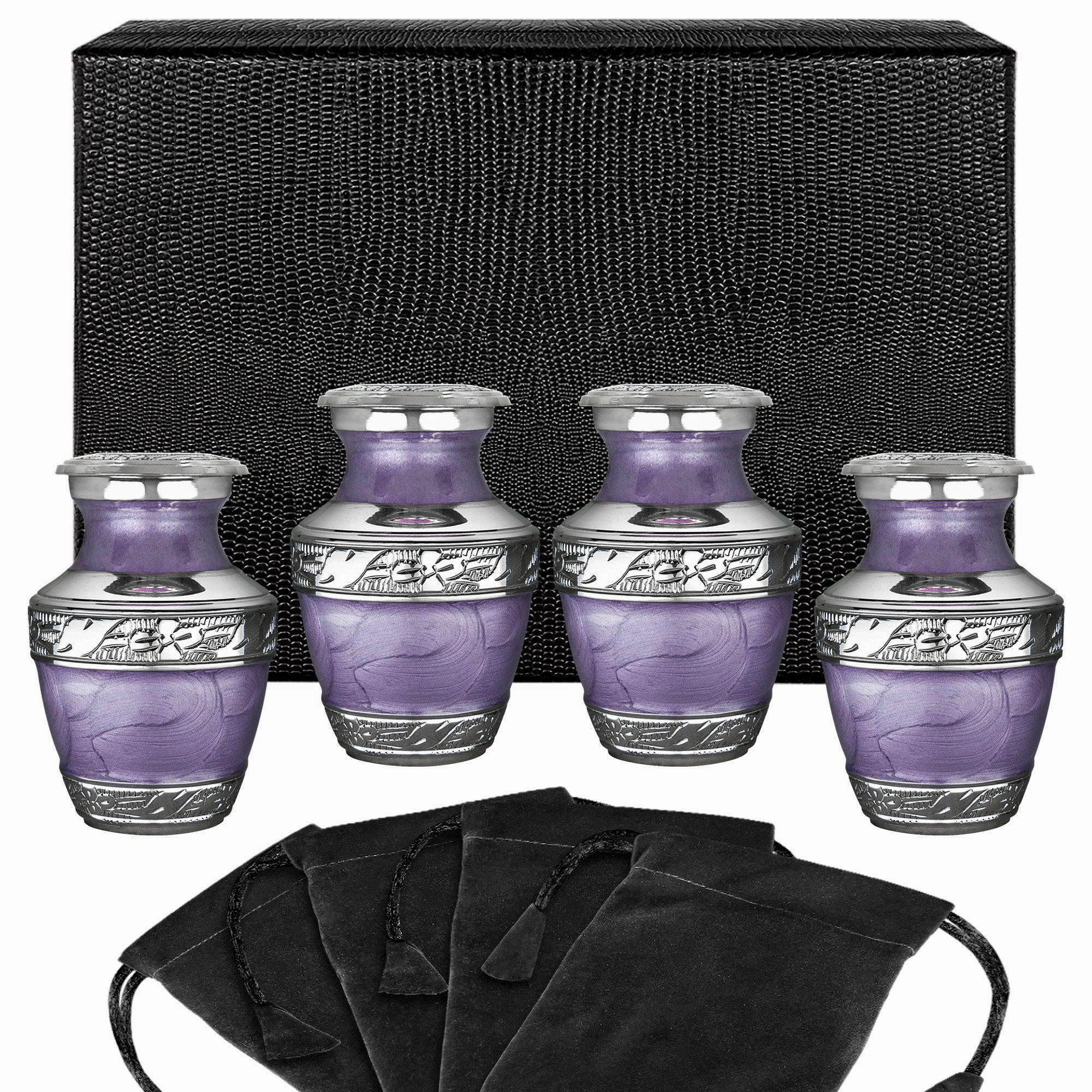 Eternal Peace Lavender Keepsake Cremation Urn for Human Ashes - Set of 4